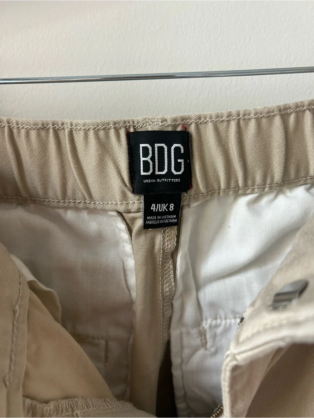 Beige Pleated Chino Pants